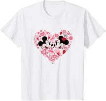 Hot Fashion Casual Disney Mickey & Minnie Mouse Couples Valentine’s Day Heart T-Shirt S-4XL Summer S