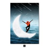 Modernus animacinis kosmoso astronautas planeta vaikų plakatas mėnulis darželis miegamasis namų dekoracija tapyba drobė sienos menas paveikslas A4 21x30cm No Frame