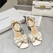 2024 New Fairy Wind Women Summer Sexy Pumps Silk Bow Decoration Trend Female Shoes Summer Party Sandals ShoesPeep Toe Sandals 34
