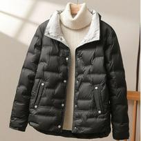 White Duck Down Lightweight Short Stand-up Collar Compression Rubber Down Jacket Women's Winter Fashion Small Warm Jacket XL