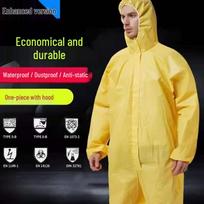 Kaimaisi Lightweight Yellow Chemical Protective Suit - Acid and Alkali Resistant for Spray Painting and Oil Tank Cleaning XL