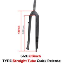 Full CarbonMTB Fiber Fork,Straight/Tapared Tube Bicycle Rigid Fork,26 /27.5/29 Inch,9*100mm Quick Release,Thru Axle 15*100mm 26er-Round-QR