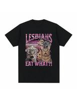 Esbians Eat What Funny Cat Lovers Meme Humor T Shirt Wo'unisex Fashion T-Shirt Casual Short Sleeve T-Shirts Wo'unisex Clothing S įvairiaspalvis