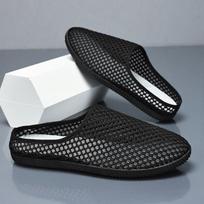 Half slippers men's 2026 summer new hollow mesh breathable sneakers without heel and one pedal driving bag head tow 39
