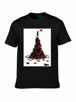 Silhouette Woman Heart Card Tower Graphic Black T-shirt XXXXL