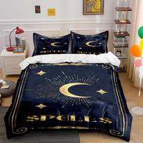 Golden Moon and Spells Starry Bedding Set Bedding set (1 duvet cover, 2 pillowcases, duvet not included) 135x200cm