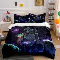 Astronaut in Space Galaxy Bedding Set Bedding set (1 duvet cover, 2 pillowcases, duvet not included) 135x200cm