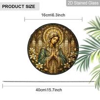 2D Flat ReligiousStained Glass Suncatcher, 6.3/7.87 Inch Religious Madonna Suncatcher, Pray Christmas Stained Glass Window Hanging Ornament 6.3inch