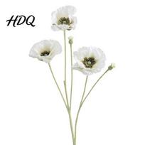 Simulation Floral Decor for Hotel 5 Heads Artificial Poppies Flowers with Stems Silk Fake Flowers Realistic Home Faux Bouquet Wedding Table