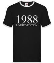 Limited Edition 1988 - Mens Ringer - Birthday Present 36th 36 Gift Age L