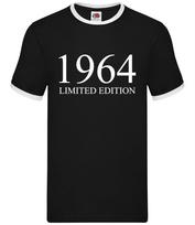 Limited Edition 1964 - Mens Ringer - Birthday Present 60th 60 Gift Age L