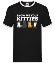 Show Me Your Kitties - Mens Ringer - Funny Cat Pet XL