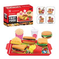 9PCS Set Kitchen Play House Food Toy Simulation Hamburger French Fries Hot Dog Detachable Plastic Snack Pretend MIni Toys Kids