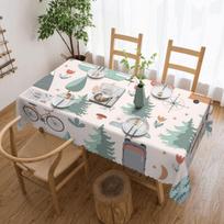Happy Camper Camping Custom Rectangular Tablecloth Oilproof Table Cover for Dining Events Table Cloth 137x183cm