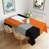 Abstraktus Geometrinis Spalvų Bloko Vandeniui Atsparus Stačiakampis Staltiesė Oranžinė Juoda Pilka Balta Spausdinta Stalo Dangalas Namų Stalui 90x140cm orange