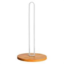 Simple Black Wood Paper Towel Holder Free-Standing with Wooden Base Vertical Napkin Holder Non-Slip Tissue Stand for Kitchen