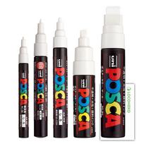 Mitsubishi Pencil Posca White 17K set with all tip Loconeco Test Pen Card Water-Based Markers, PC-1M, 3M, 5M, 8K, (5-pen widths) + balta