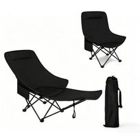 Melphoe Folding Reclining Chair 140kg Weight Compact Detachable Footrest Storage Comfortable Sleep Relaxation Chair - Ultra-lightweight 2.8kg,