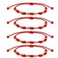 Go2boho Karoliukų Apyrankė Raudonas Nailono Siūlas Pintas Rutuliukas 18K Paauksuota Madingas Unisex Dovanų Papuošalas S26062501A red