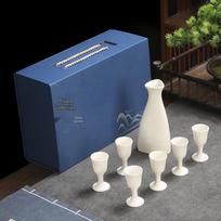 Baijiu Ceramic Wine Set: Includes Decanter and High White Porcelain Stemmed Glasses - Perfect Gift for Celebrations gray