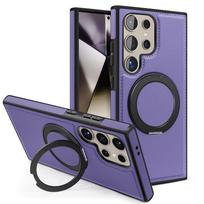 Skirtas „Samsung Galaxy S24 Ultra 5G“ dėklui „Magsafe“ odai su 360 žiediniu stovo apsauginiu dangteliu, atspariu smūgiams „Funda“ telefono dangteliu For Galaxy S24 Ultra
