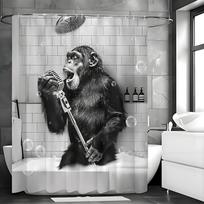 Funny Monkey Black and White Fun Animals in Bathtub Shower Curtain, Bathroom Decorative Shower Curtain, Waterproof Shower Curtai 90*180cm