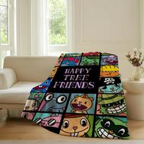 Cartoon Happy Tree Friends Blanket For Sofa Office Bed Plane Travel Sleep Read Relax Camping Soft And Warm 75x90cm