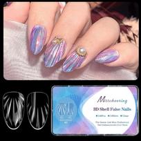 Elegant Almond Shape False Nail 3D Textured Design Easy Apply Press On Nail For Women ABS Material Variety Styles