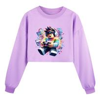 5529 Children Girls Roblox Printed Casual Long Sleeves Outerwear Sweatshirt Top 110cm violetinė