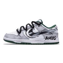 Nike Dunk PU Coverage Slip Resistant And Abrasion Resistant Low top Skateboard Shoes Unisex Black Gray White DD1391-101(Team28-) 43