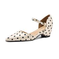 Krazing Pot Microfiber Thick Heels Polka Dot Decoration Summer Size 43 Size 42  Women Shallow Pumps 34 dramblio kaulas