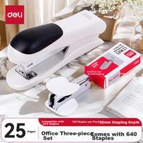 Deli 12# Durable Stapler Set (Staple Remover + Staples + Stapler), Office Supplies, Random Color 0355