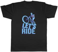 Bicycle Cycle Mens T-Shirt Let's Ride Racing Bike Tee Gift L