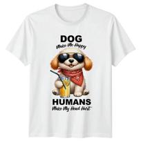 Dog Make Me Happy Funny Dog Mens T-Shirt Womens Tee Graphic Top XL