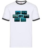 Cassette Tapes - Mens Ringer - Retro Mix Tapes Music 80's 90's Player XXXL