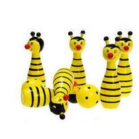 Wood Small Bowling Children Toys Multi-function Folding Cartoon Motifs Parent-child Toy Unisex Sports Animal Model 2021