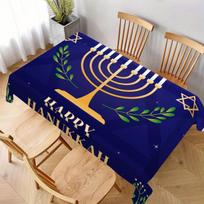 Happy Jewish Theme Rectangle Table Cloth for Table Decor Kitchen Dining Waterproof Reusable Tablecloth for Tables Dining Room 90x140cm