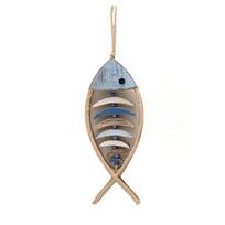 Mediterranean Style Handicraft Wood Fish Pendant Cartoon Hangable Fish Wall Hanging Ornaments Unique Fish-shaped Model Porch