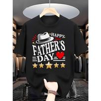 Happy Father's Day Graphic Tee Men's Round Neck Cotton T-Shirt Casual Summer Streetwear Top S
