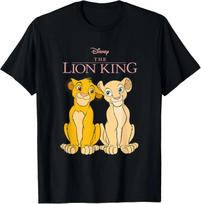 Karštas Mados Disney Liūtas Karalius Simba ir Nala Mielos Šypsenos Marškinėliai S-4XL Keturis Sezonus L juoda