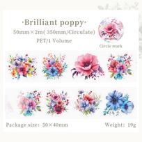 2 m 1 ritinėlio PET augalų gėlių lipni juosta, dekoratyvinė koliažo lipni „pasidaryk pats“ scrapbooking rankų darbo maskavimo juosta