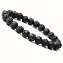 Men's Natural Stone Bead Bracelet, Hip-hop Punk Bead Round Bead Bracelet One Size