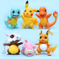 6 vnt./rinkinys Pokemon Anime figūrėlės Modelis Žaislai Charmander Psyduck Squirtle Mielos ir žavios Kolekcinė lėlė Dekoracija Dovana blue
