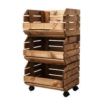 Modulinė lentyna ant ratukų, Medinis vaisių ir daržovių vežimėlis, Rudas | GoodFreshDecor