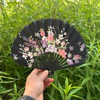 Flower Pattern Japanese Shell Folding Fan Shell Shape Hand Cranked Fan  Home Decoration Style 3
