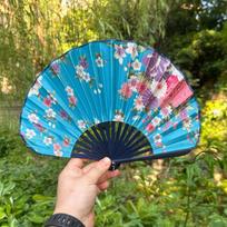 Flower Pattern Japanese Shell Folding Fan Shell Shape Hand Cranked Fan  Home Decoration Style 4