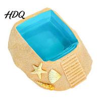 Hermit Crab Supplies Beach Pool Habitat Ornament with Climbing Ramp & Starfish Shell Small Pet Feeding Basin Conch Decor Reptile Decoration for Crabs