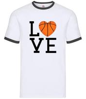 Love Heart Basketball - Mens Ringer - Player Basket Ball Fan Equipment XXL