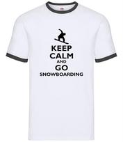 Keep Calm And Go Snowboarding - Mens Ringer - Snowboard Boarder Snow Board XL