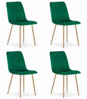 LAVA chair - dark green velvet / wood-colored legs x 4